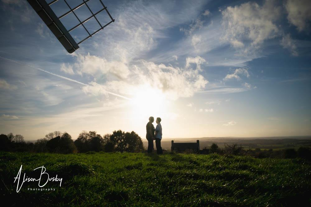 Sunset Buckinghamshire engagement shoot at Brill Windmill