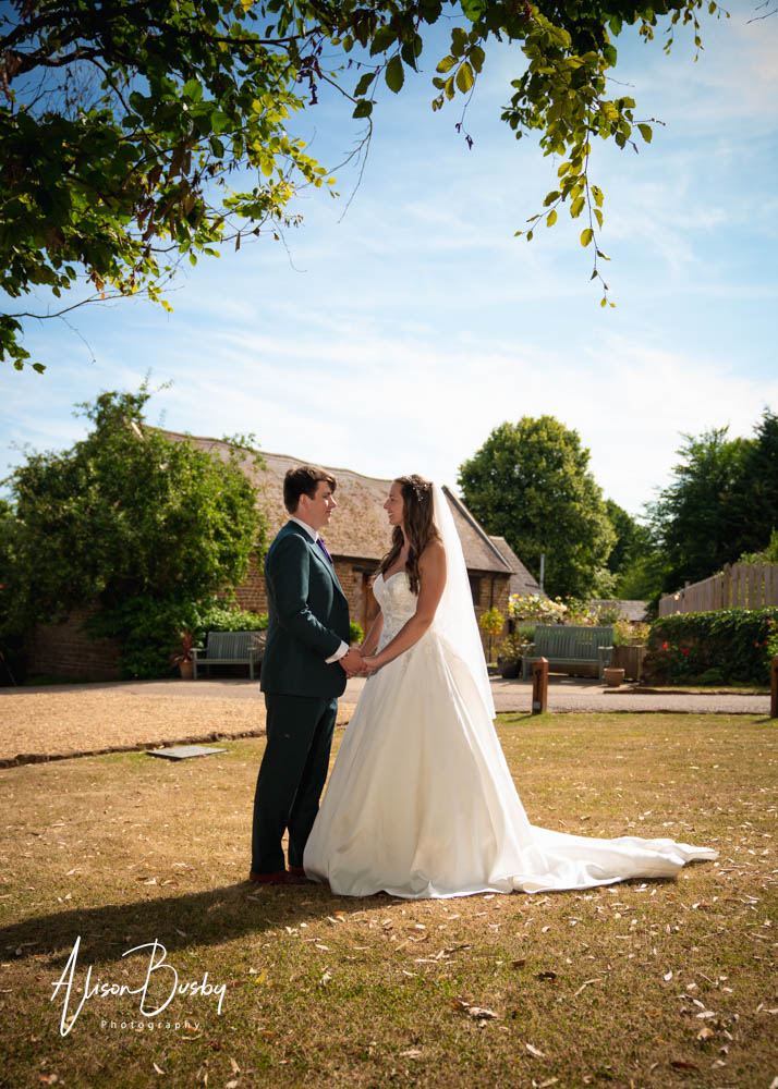 Bride and groom at Oxford tipi wedding