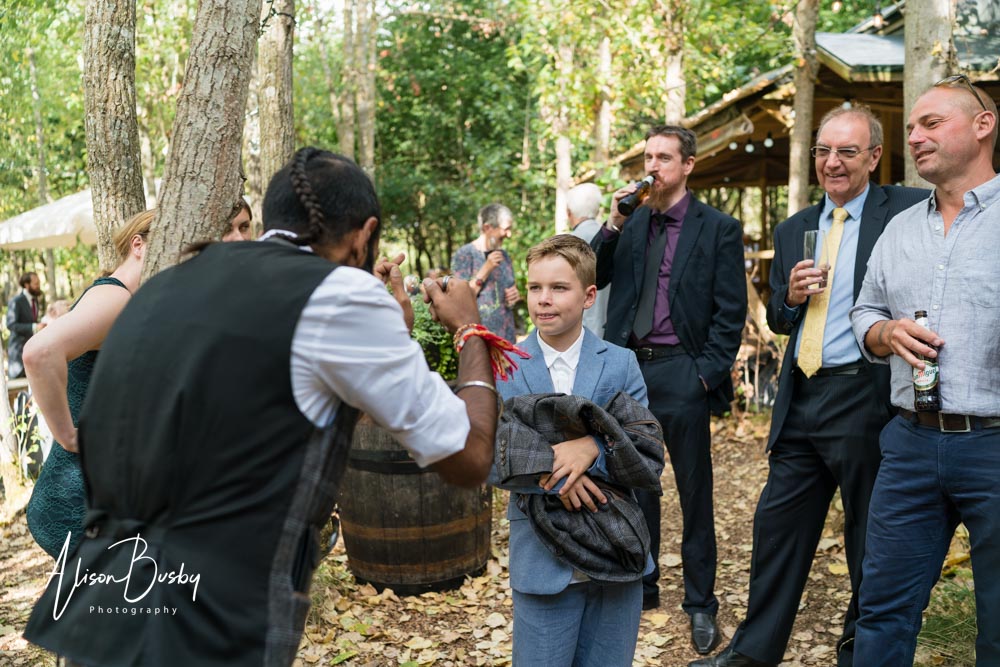 Buckinghamshire woodland wedding. Wedding guest photos at Endeavour Woodland Weddings.