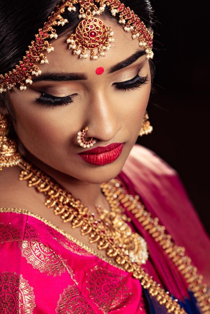 Location portrait photographer. Studio portrait of an indian bride