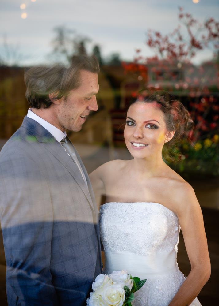 Bride and groom at Eynsham Hall