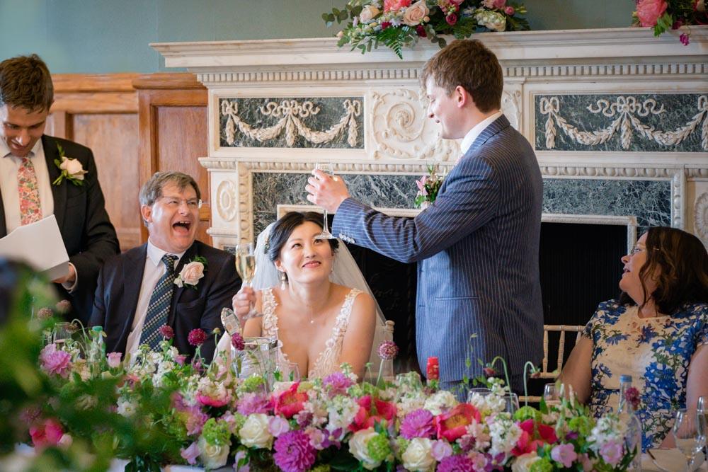 Bride and groom at Oxfordshire wedding.