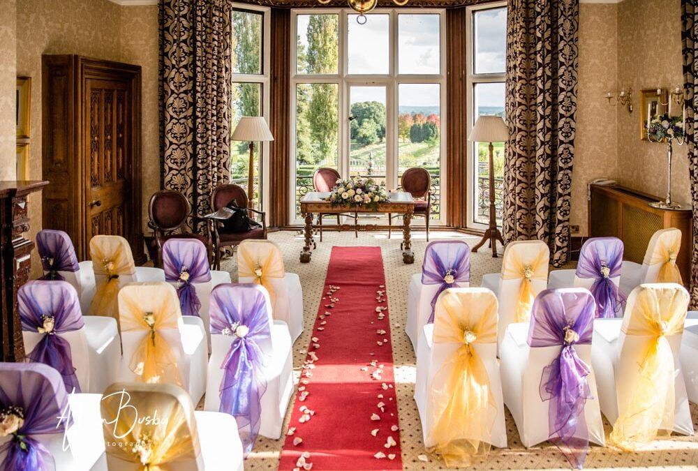 Wedding planner blog. View of ceremony room set up for a wedding.