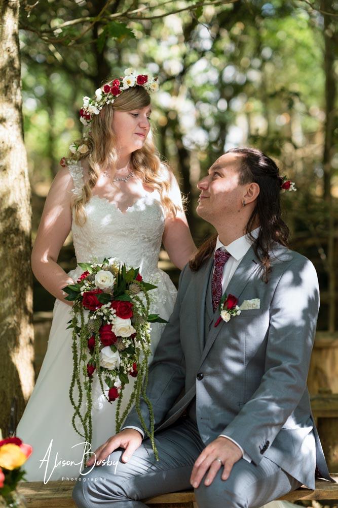 Bride and groom by Endeavour Woodland Weddings photographer