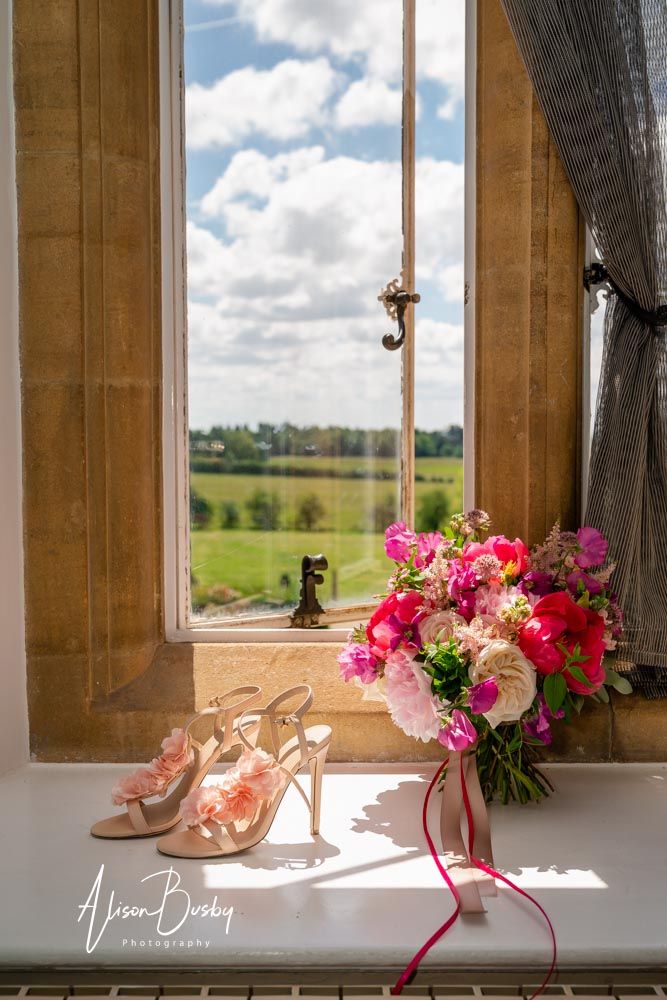 wedding shoes by Eynsham Hall wedding photographer