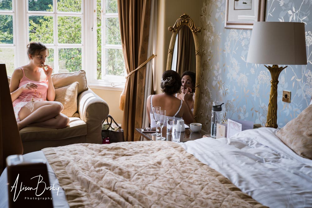 Bridal prep at Grovefield House wedding