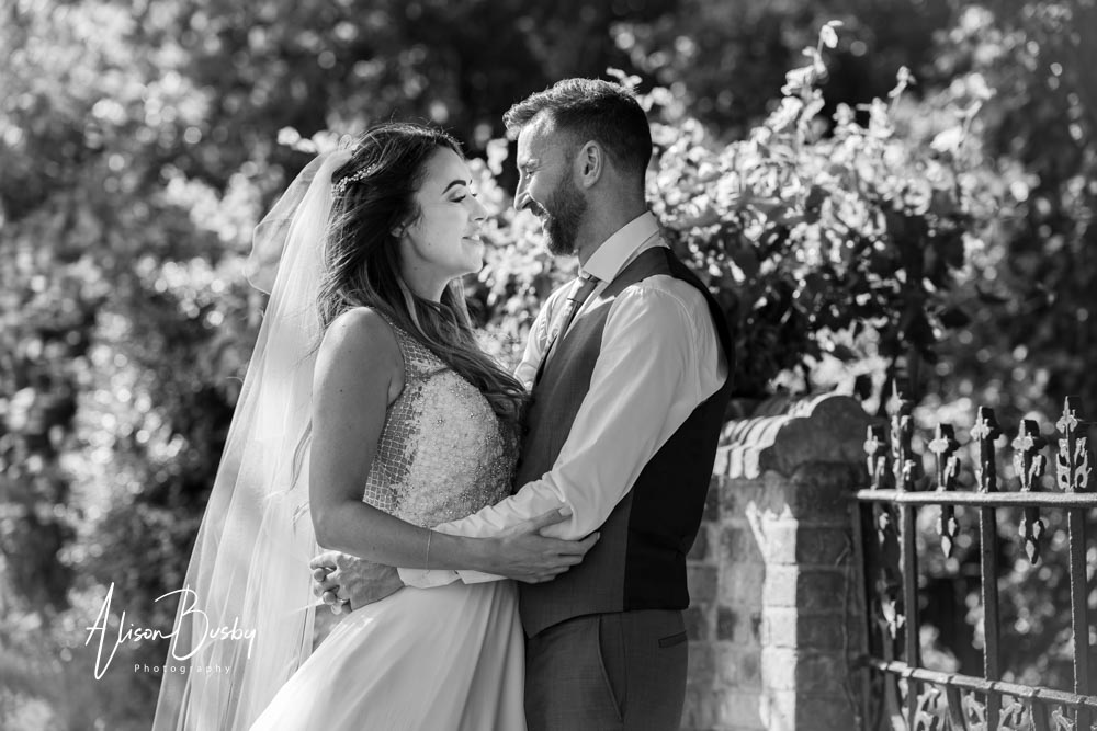 Bride and groom portrait at Kings Chapel in Amersham