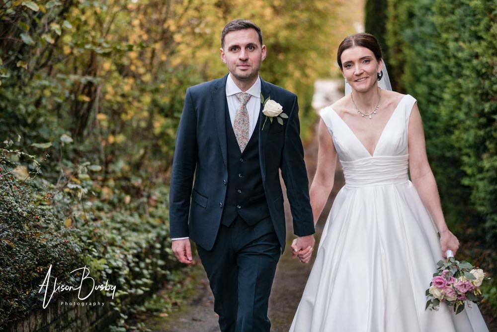 Bride and groom portrait at Kings Chapel in Amersham