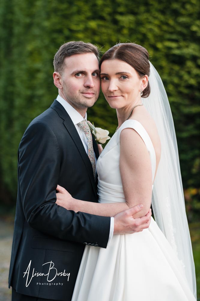 Bride and groom portrait at Kings Chapel in Amersham