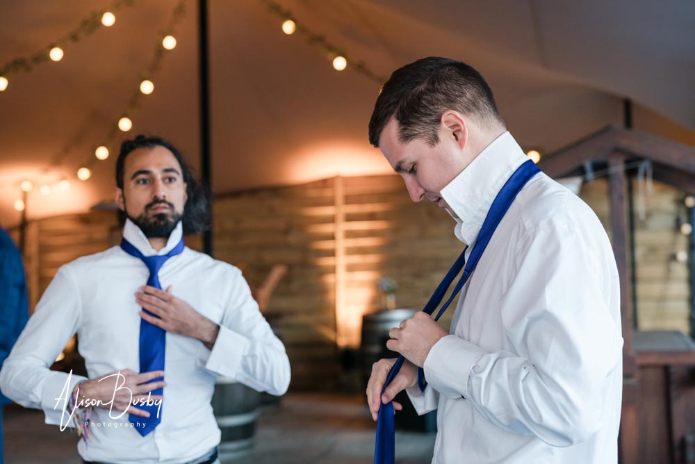 Groomsmen at Old Luxters Barn wedding in Oxfordshire