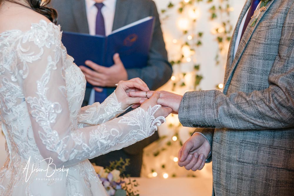 Wedding ceremony at Old Luxters Barn in Oxfordshire