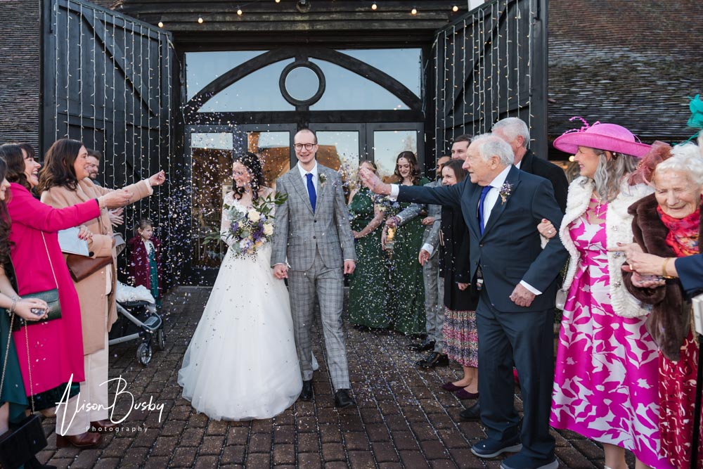 confetti tunnel Old Luxters Barn wedding