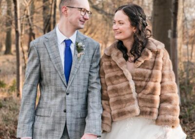 Bride and groom portrait by Luxters Barn wedding photographer