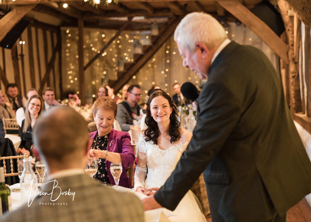Wedding speeches at Old Luxters Barn