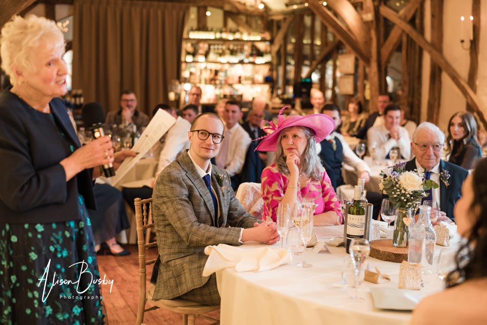 Wedding speeches at Old Luxters Barn