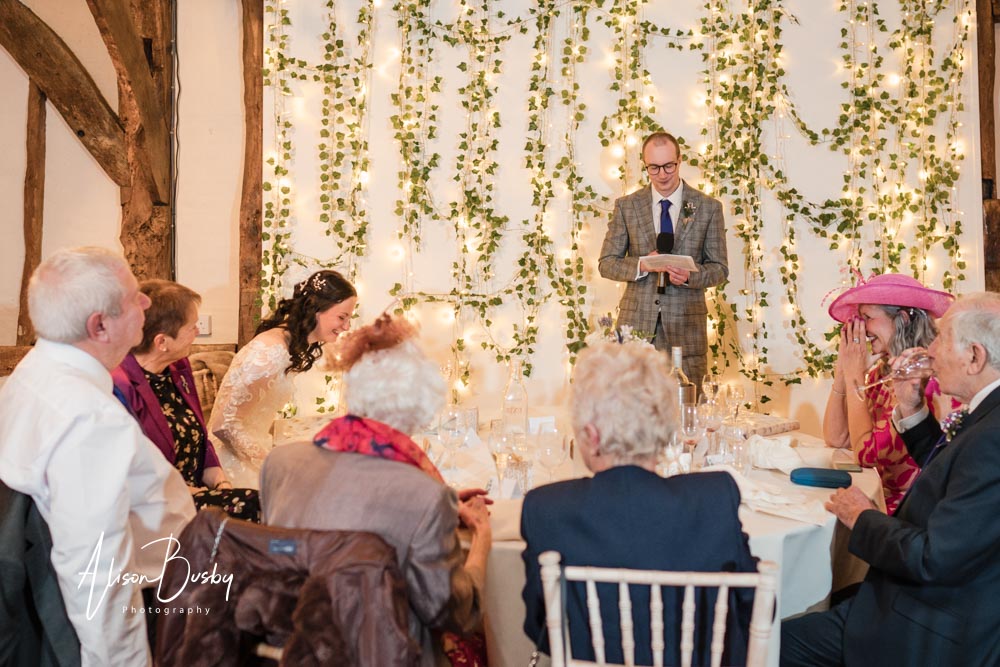 Wedding speeches at Old Luxters Barn