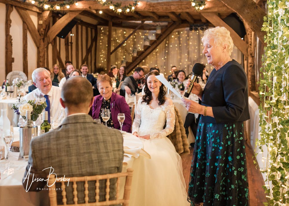 Wedding speeches at Old Luxters Barn