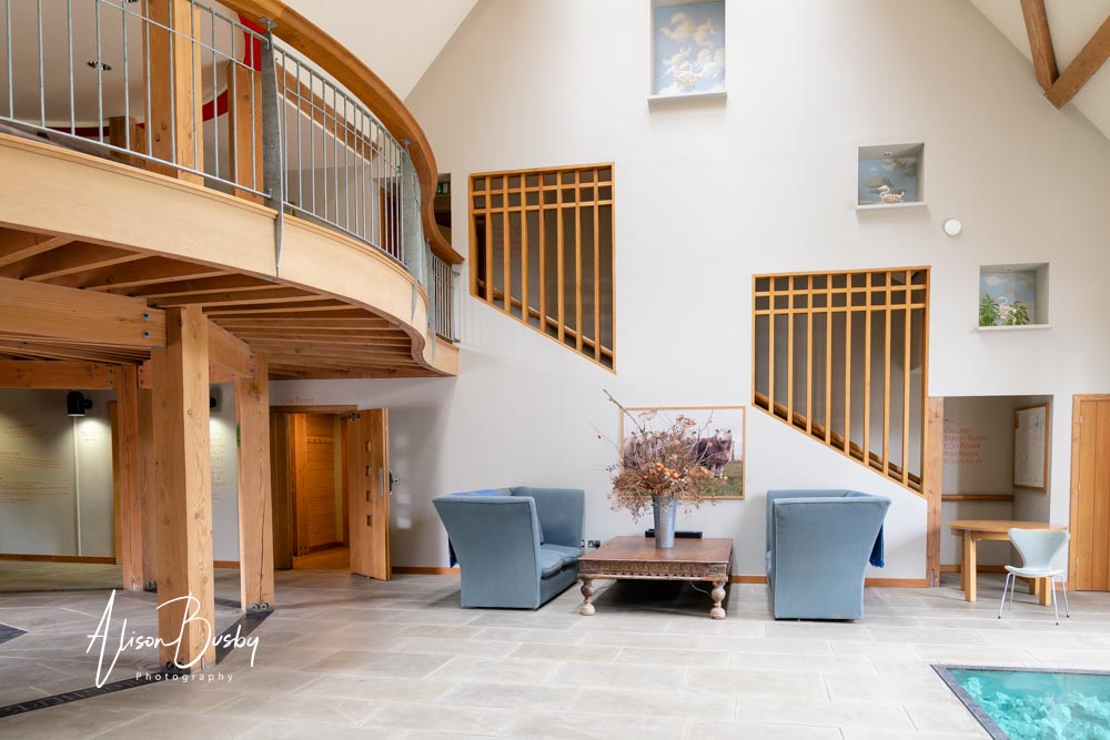 Sheepdrove Organic Farm. Entrance hall and staircase