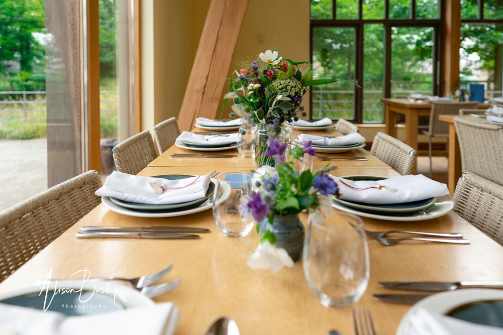 Sheepdrove Organic Farm. Wedding breakfast setup