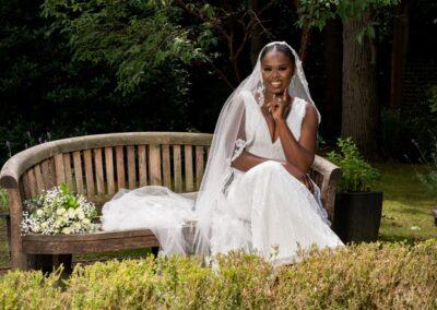 Wedding awards. Bride seated at the Bull in Gerrards Cross