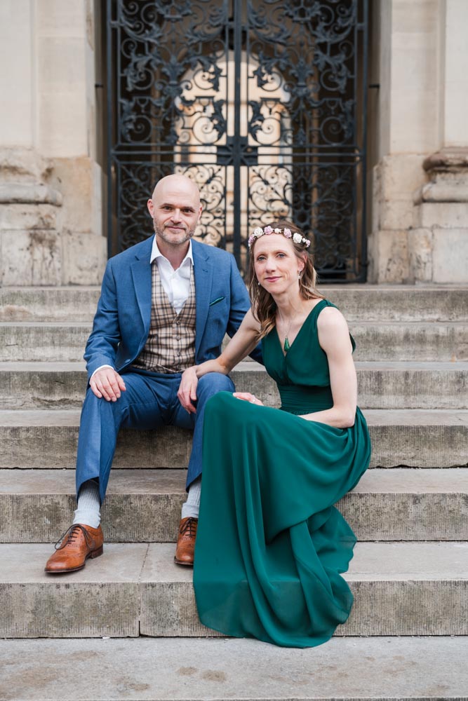 Bride and groom in Oxford city centre Bodleian Library