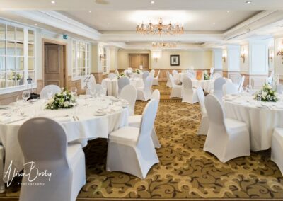 Compleat Angler wedding photographer. Wedding breakfast room.