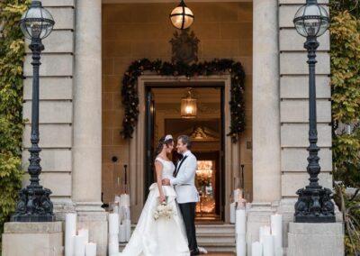 Hedsor House wedding photographer. Couple in doorway.