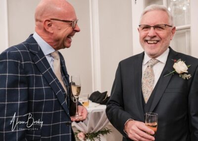 Kings Chapel Old Amersham. Winter wedding guests.