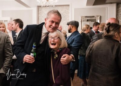 Kings Chapel Old Amersham. Winter wedding guests.