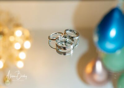 Kings Chapel wedding in September. wedding rings and balloons.
