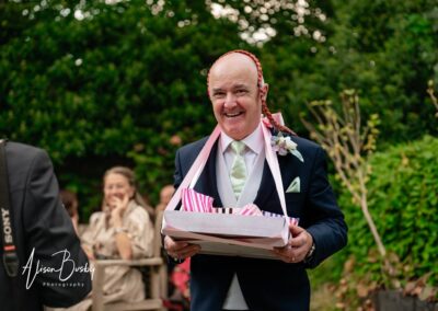 Older Couple wedding photos. Groom with sweet selection.