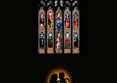 Bride and groom at Our Lady and St Edmunds Church in Abingdon, Oxfordshire.