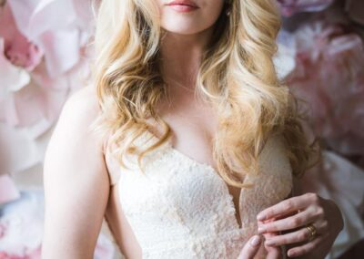 Wedding hairstyles. Simple down hairstyle with flower coronet