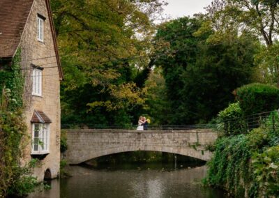 Wedding photography for older couples. Bride and groom on bridge