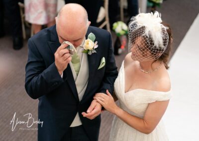 Wedding photography for older couples. Bride and groom during wedding ceremony.