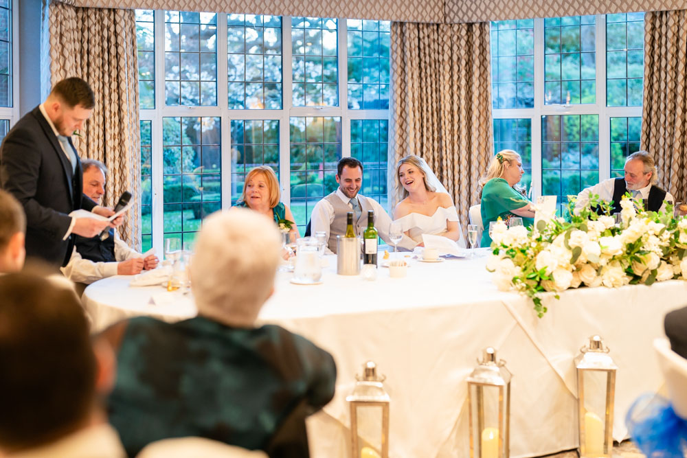 Wedding speeches in the Bullstrode Suite at the Bull Hotel in Gerrards Cross