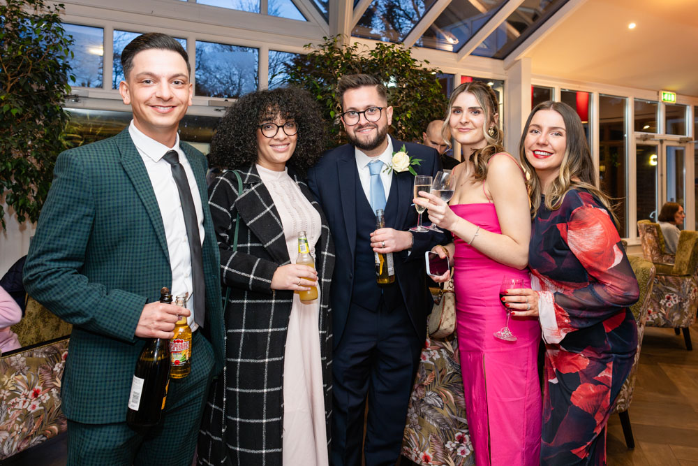 Wedding guests at the Bull Hotel in Gerrards Cross