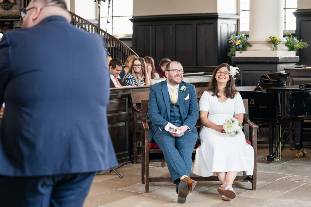 St Martin in the Fields wedding photographer. Bride and groom during wedding ceremony.