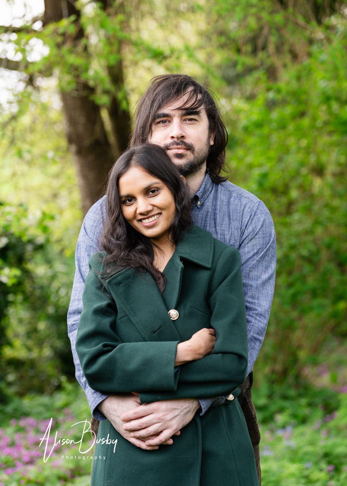 Amersham engagement photos. Young couple in Buckinghamshire garden.