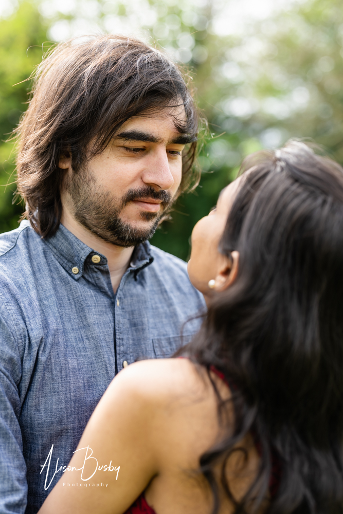 Amersham engagement photos. Young couple embrace in Buckinghamshire shoot.