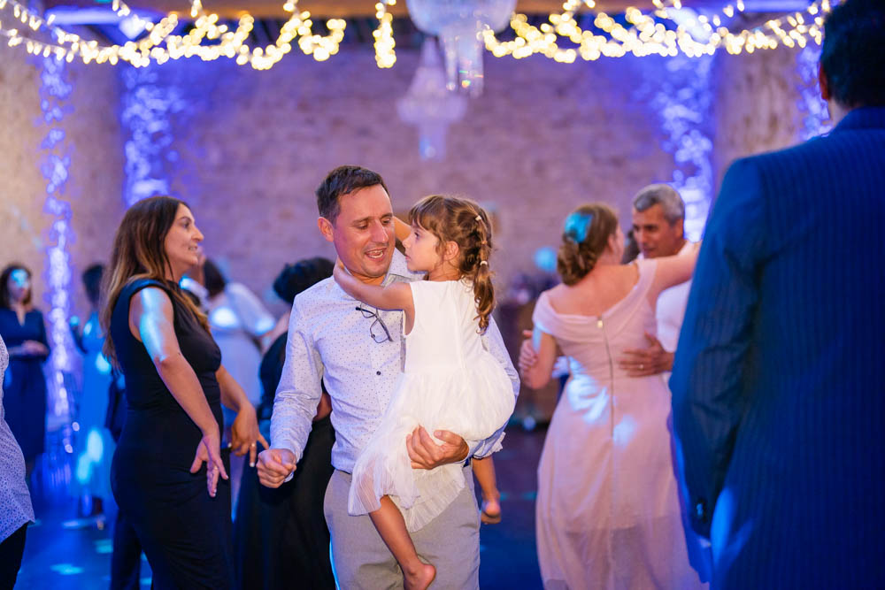 Notley Abbey wedding photographer. Guests dancing in the Monks refectory.