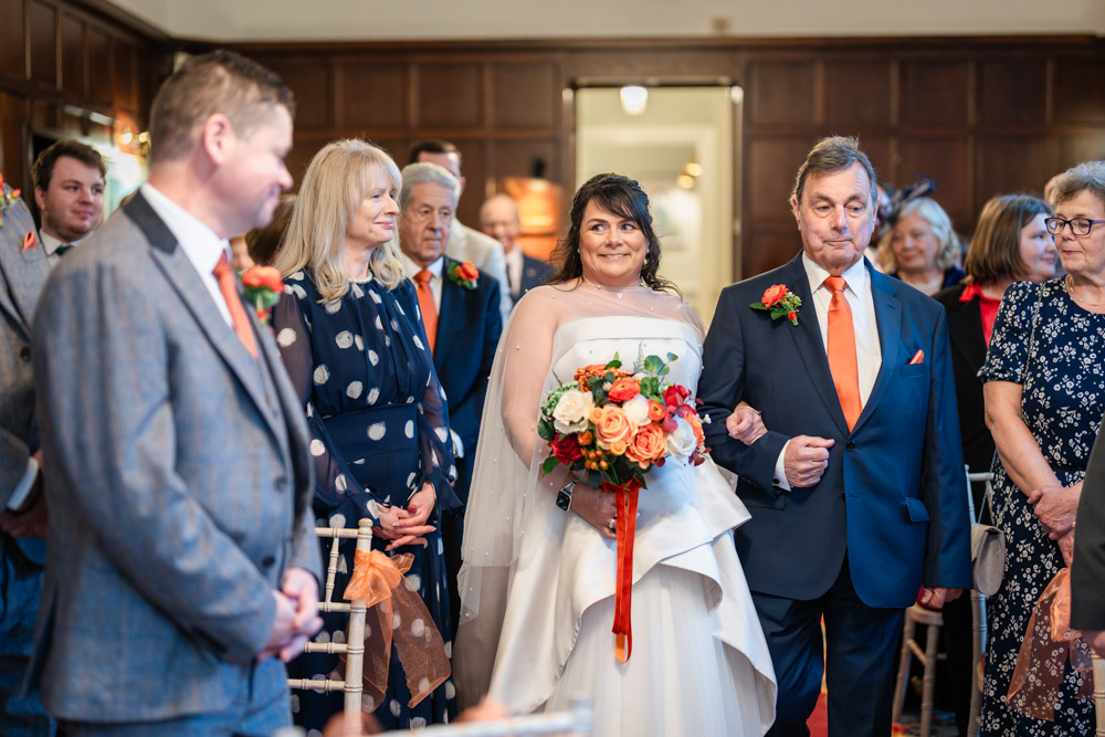 Berkshire wedding photographer. Bride and groom during wedding ceremony at Cantley House, Wokingham.