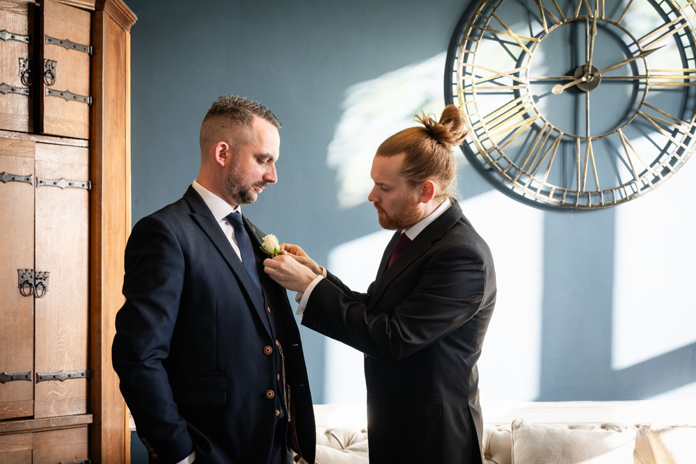 Groom prep at Farnham Castle Wedding.