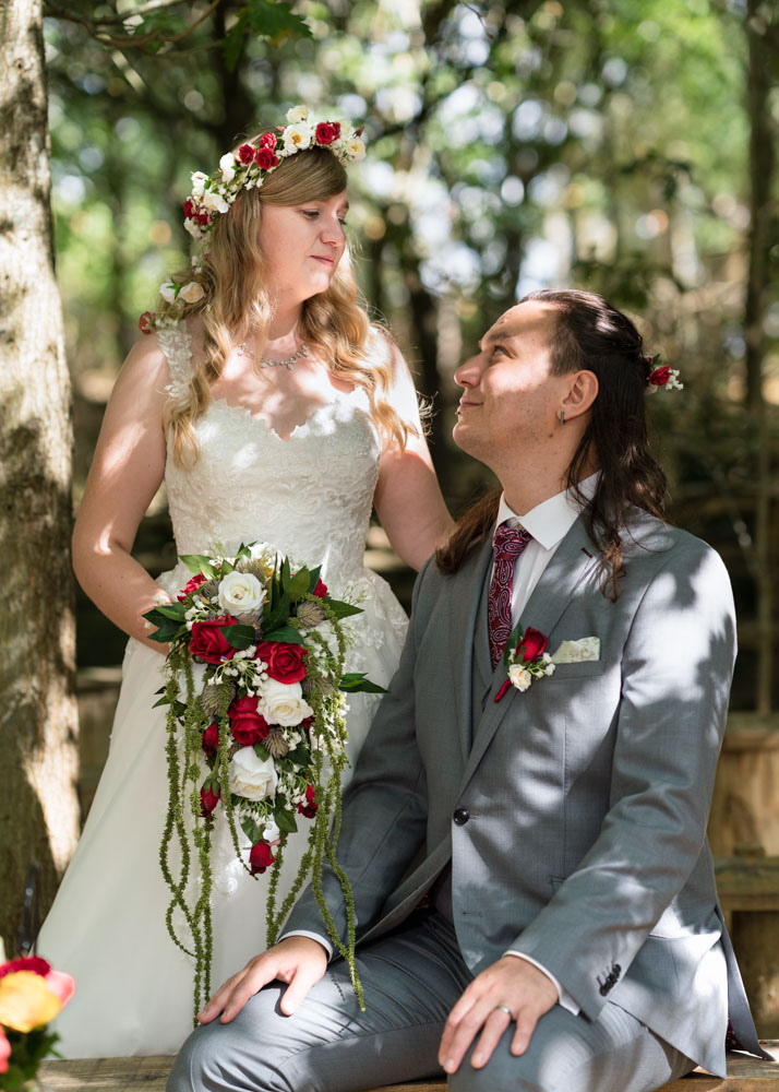 Wedding photography buckinghamshire. bride and groom portrait in woodland