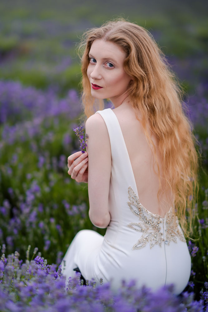 Wedding photography Hertfordshire. Bride in lavender field