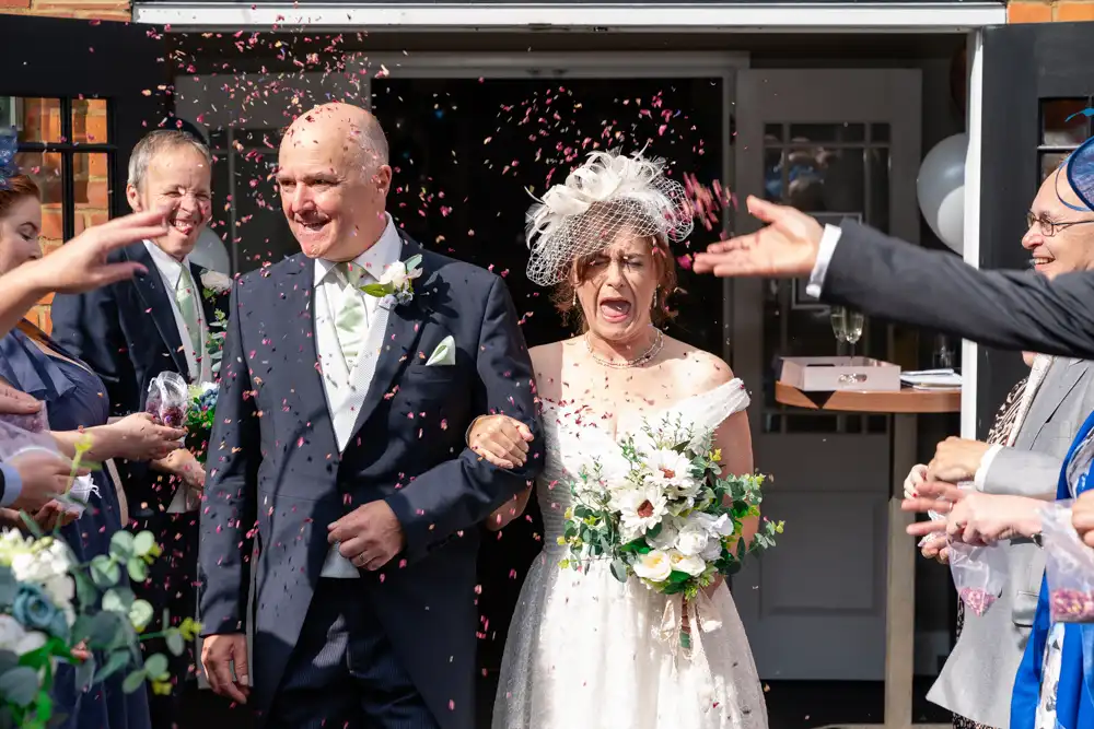 Buckinghamshire wedding photography of bride and groom at Kings Chapel Amersham