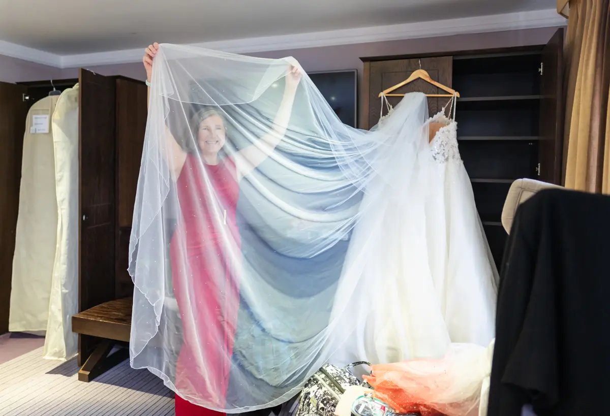 Bridal preparations at Milton Hill House ahead of Garden house venue wedding.