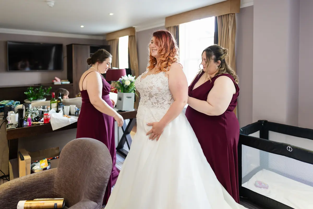 Bridal preparations at Milton Hill House ahead of Garden house venue wedding.
