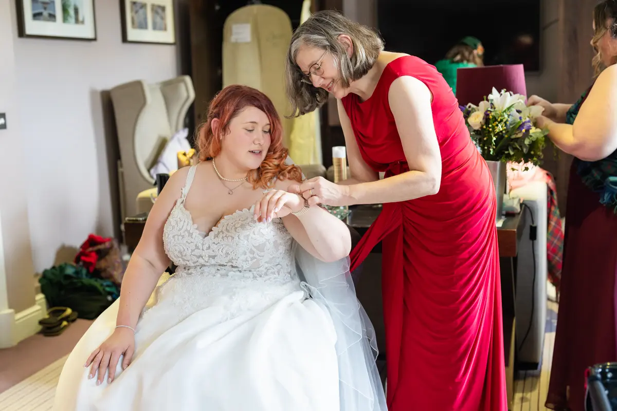 Bridal preparations at Milton Hill House ahead of Garden house venue wedding.