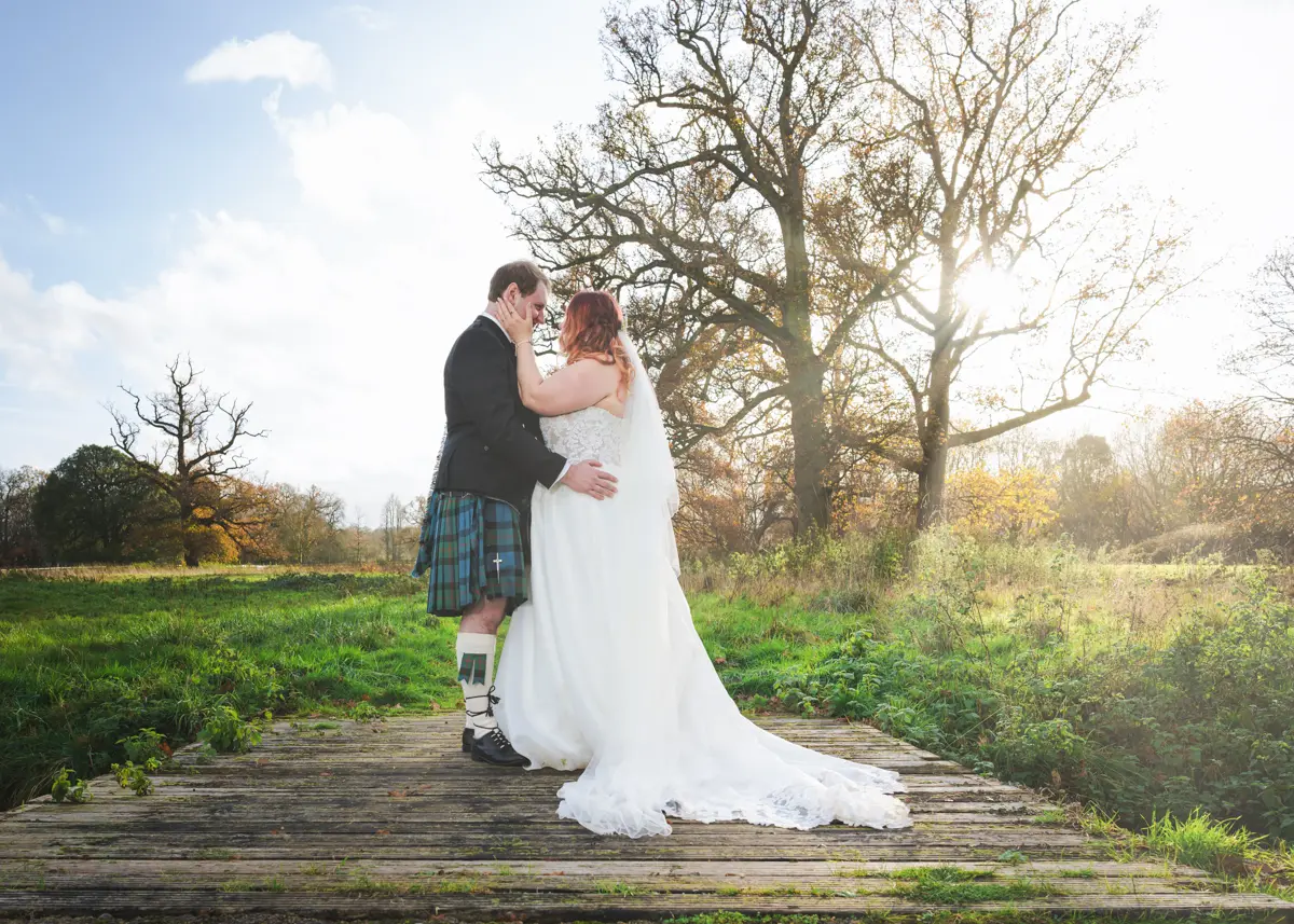 Bride and groom at Garden House Venue wedding in Steventon, Oxfordshire.